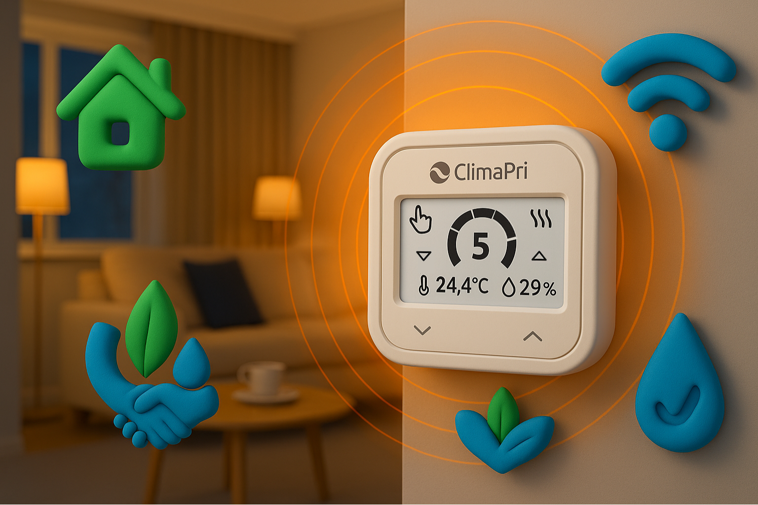 Visual representing unmatched comfort with ClimaPri, perhaps a cozy room interior