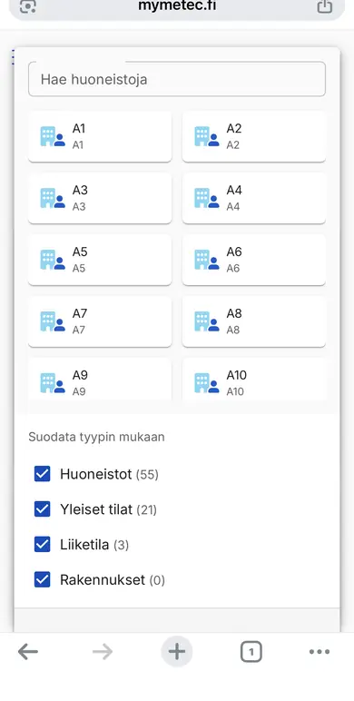 ClimaPri Cloud — Haku ja suodatus