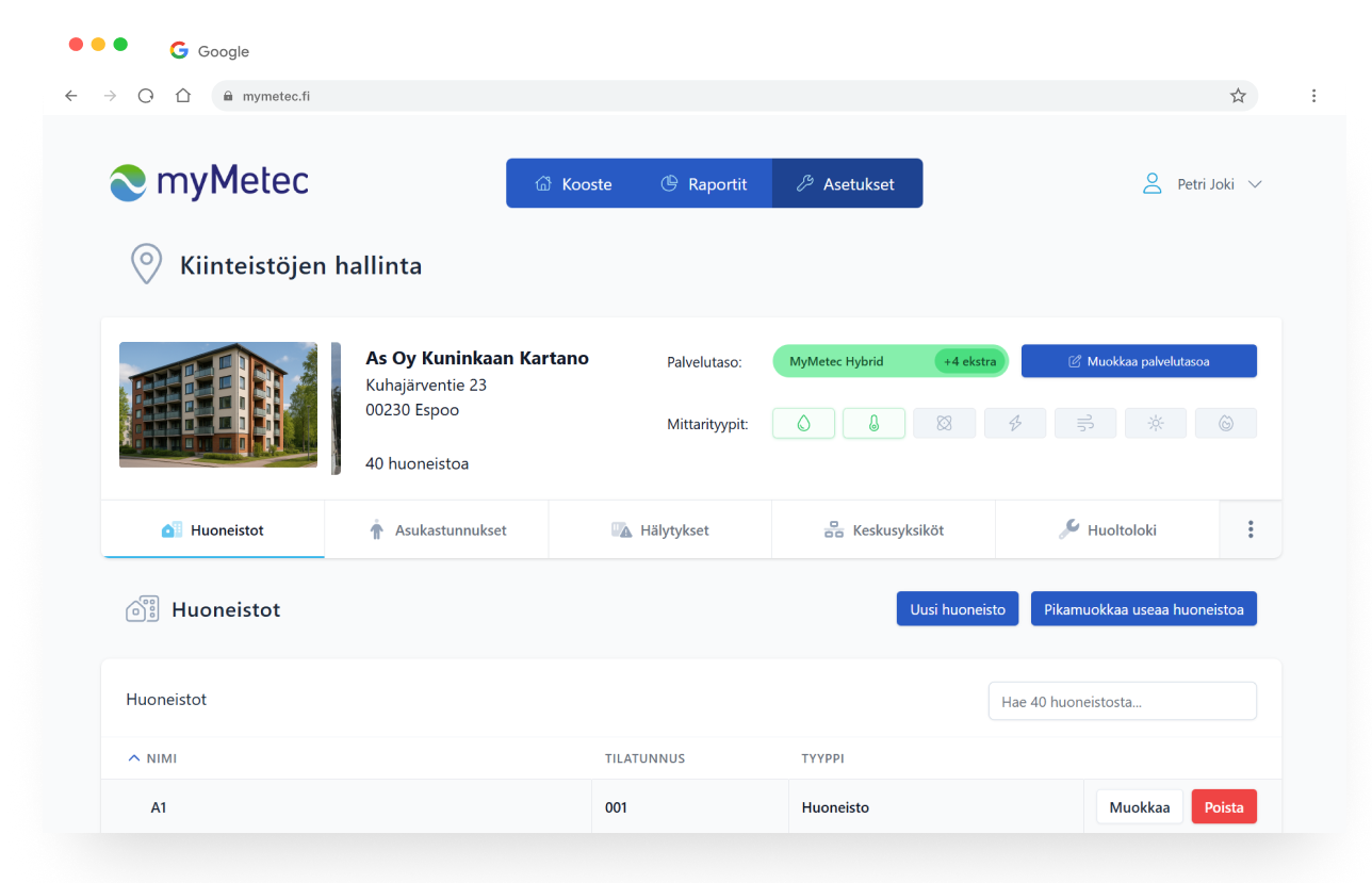 Dashboard of the ClimaPri Cloud platform showcasing property portfolio management tools for property managers